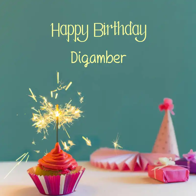 Happy Birthday Digamber Sparking Cupcake Card