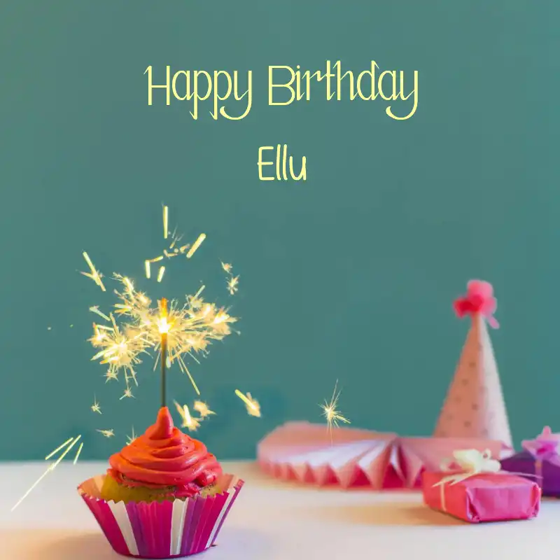 Happy Birthday Ellu Sparking Cupcake Card