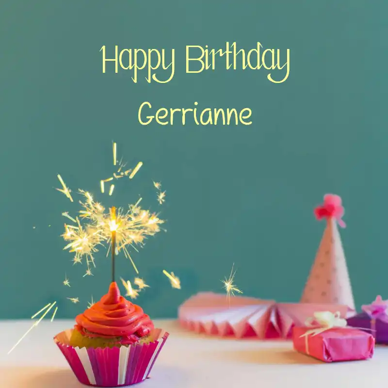 Happy Birthday Gerrianne Sparking Cupcake Card