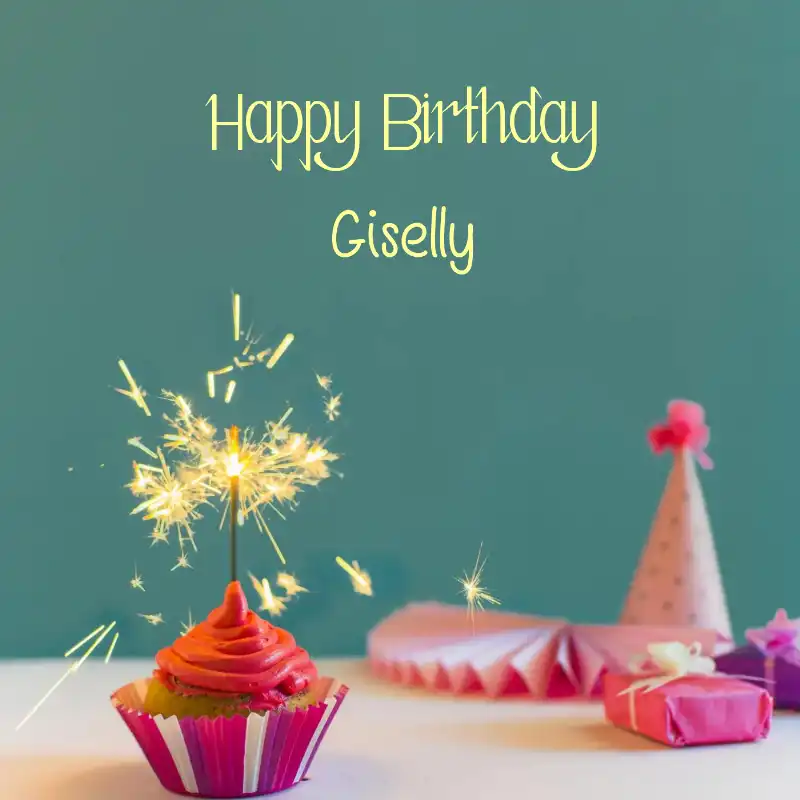 Happy Birthday Giselly Sparking Cupcake Card