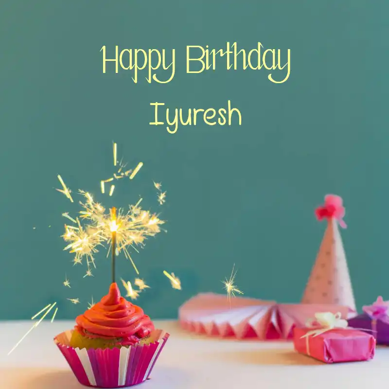 Happy Birthday Iyuresh Sparking Cupcake Card