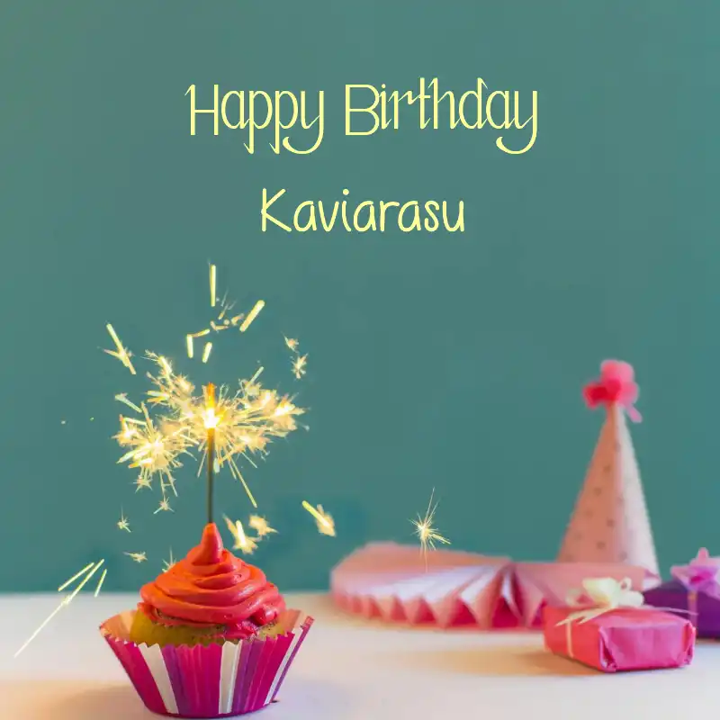 Happy Birthday Kaviarasu Sparking Cupcake Card