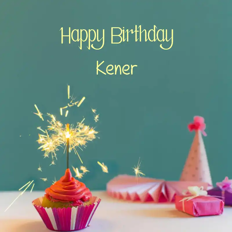 Happy Birthday Kener Sparking Cupcake Card