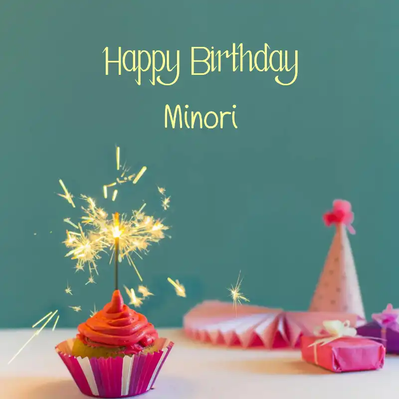 Happy Birthday Minori Sparking Cupcake Card