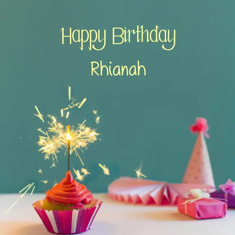 Happy Birthday Rhianah Sparking Cupcake Card