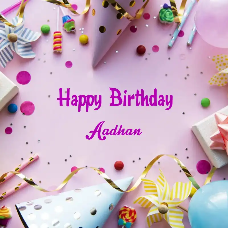 Happy Birthday Aadhan Party Background Card