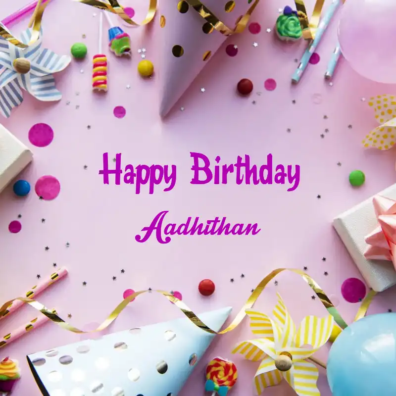 Happy Birthday Aadhithan Party Background Card