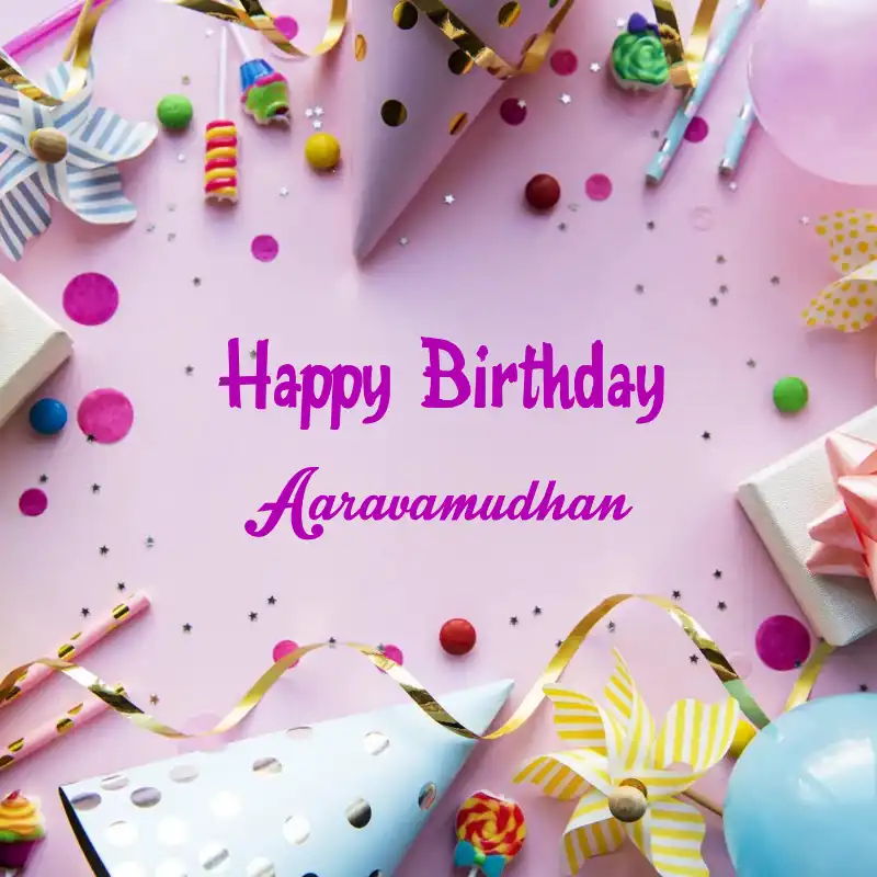 Happy Birthday Aaravamudhan Party Background Card