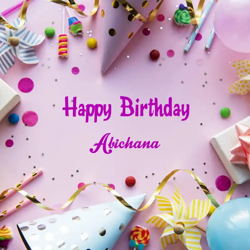 Happy Birthday Abichana Party Background Card