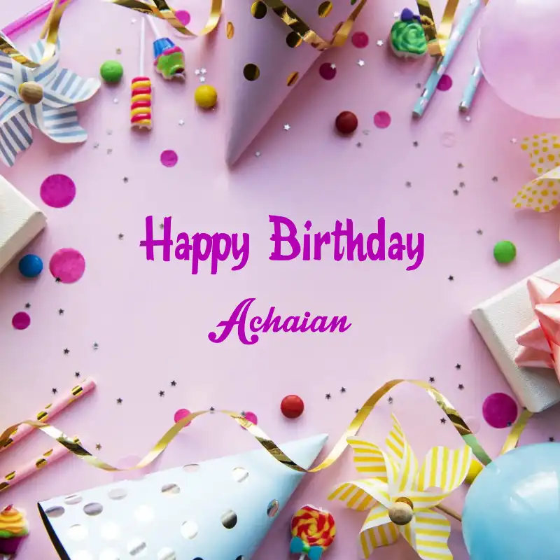 Happy Birthday Achaian Party Background Card