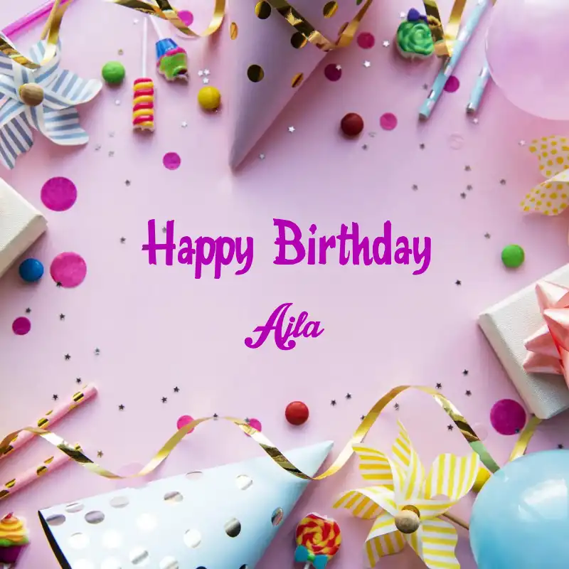 Happy Birthday Ajla Party Background Card