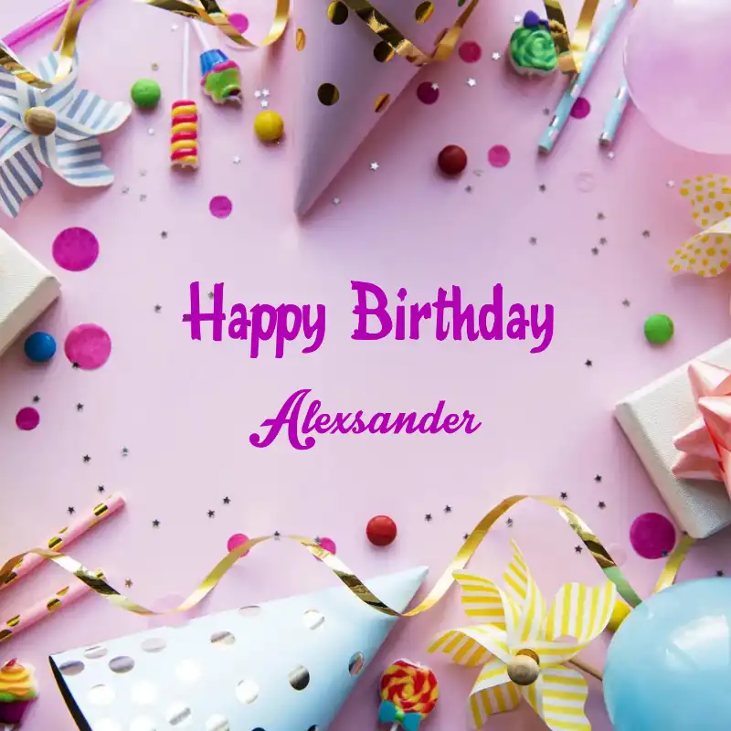 Happy Birthday Alexsander Party Background Card