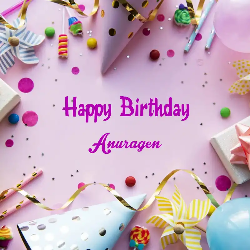 Happy Birthday Anuragen Party Background Card
