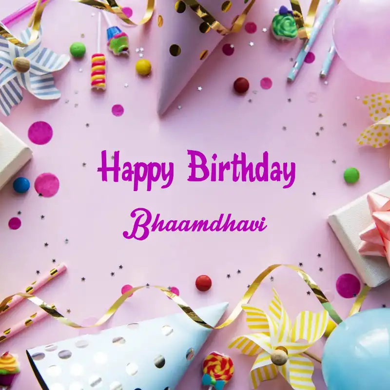 Happy Birthday Bhaamdhavi Party Background Card