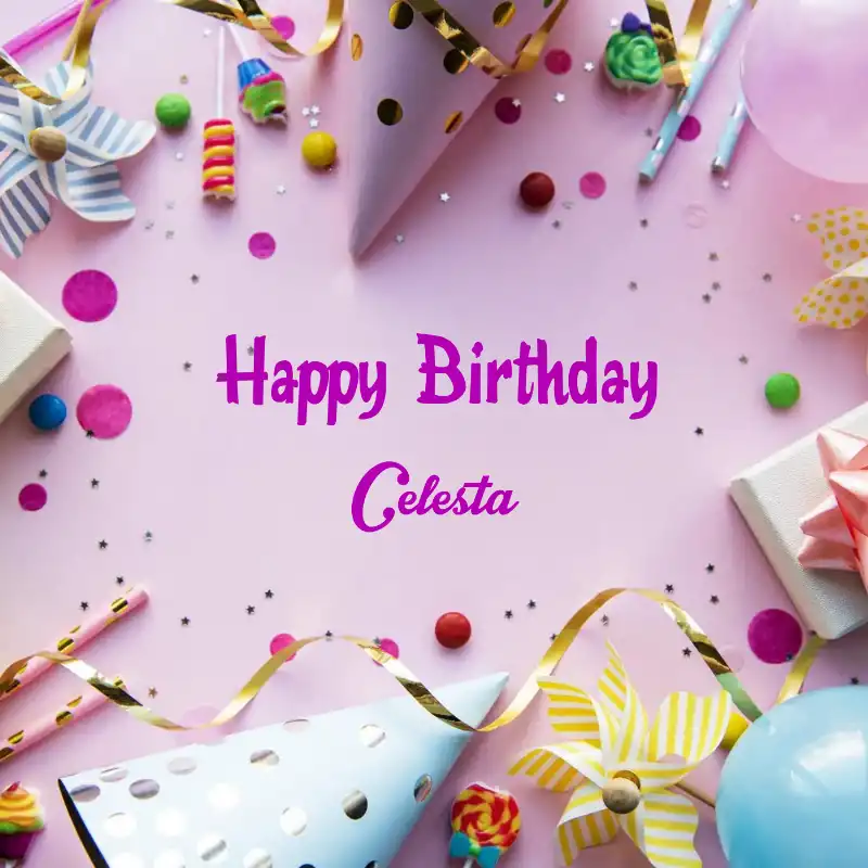 Happy Birthday Celesta Party Background Card