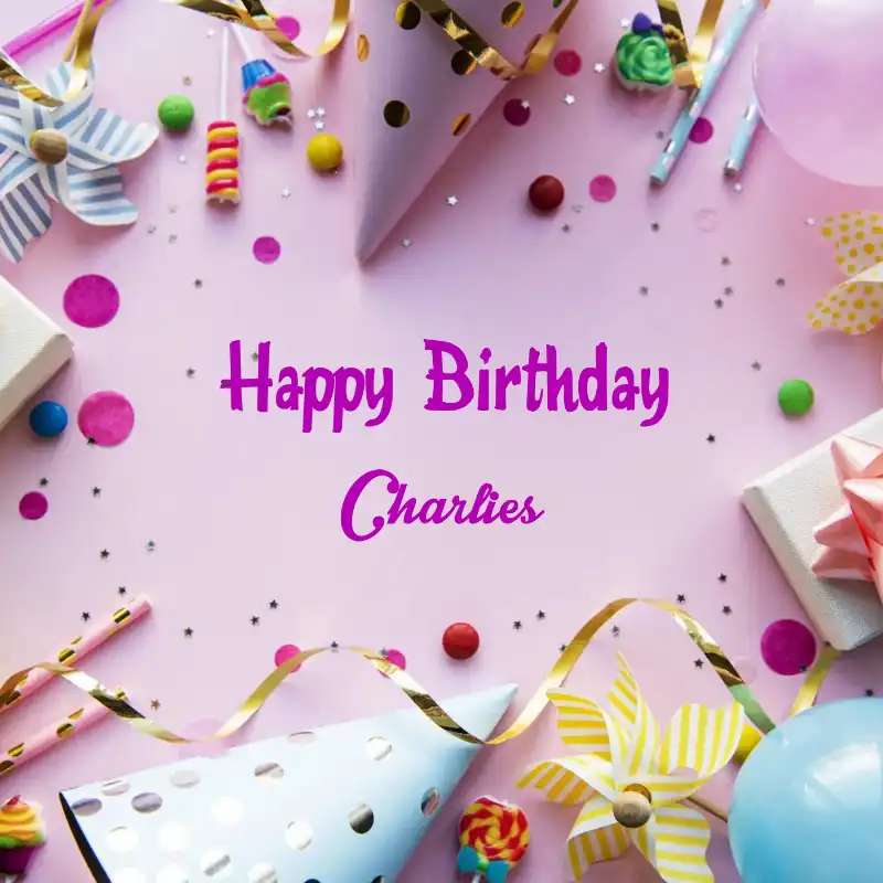 Happy Birthday Charlies Party Background Card