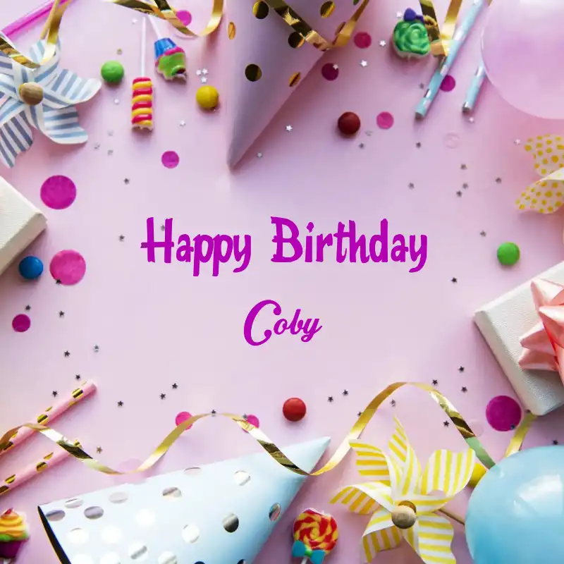 Happy Birthday Coby Party Background Card