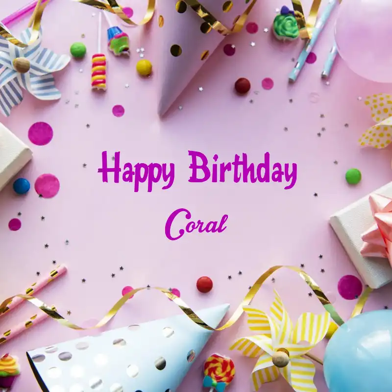 Happy Birthday Coral Party Background Card