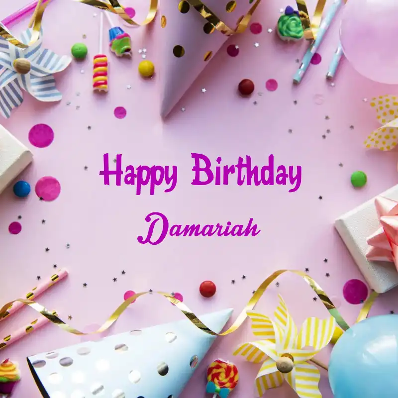 Happy Birthday Damariah Party Background Card