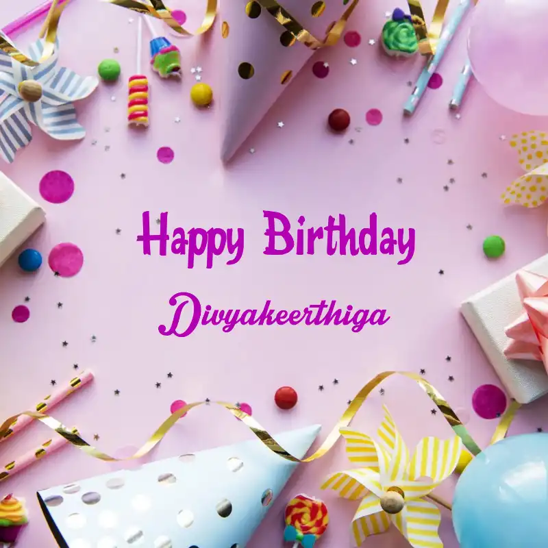 Happy Birthday Divyakeerthiga Party Background Card