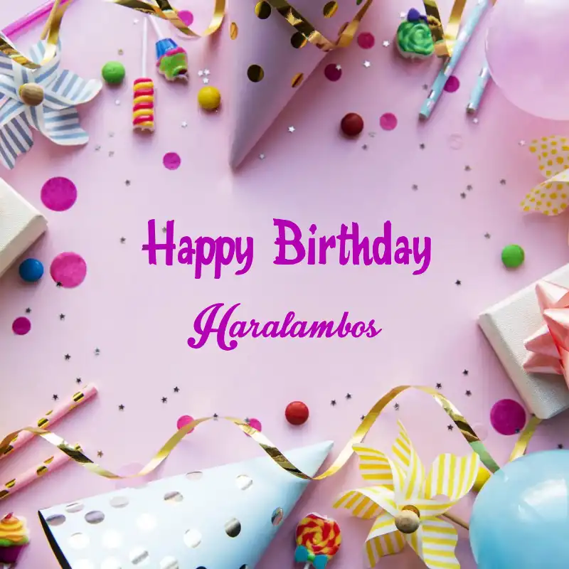 Happy Birthday Haralambos Party Background Card