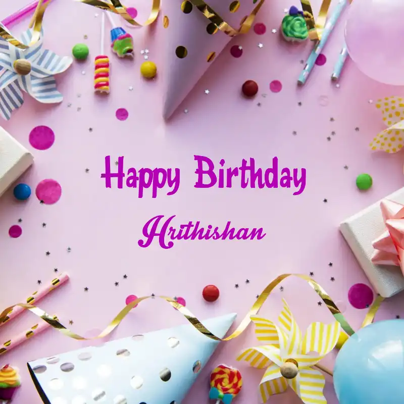 Happy Birthday Hrithishan Party Background Card