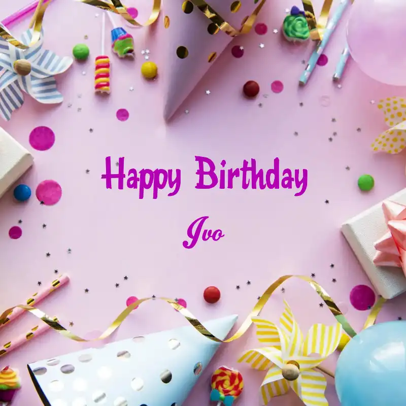 Happy Birthday Ivo Party Background Card