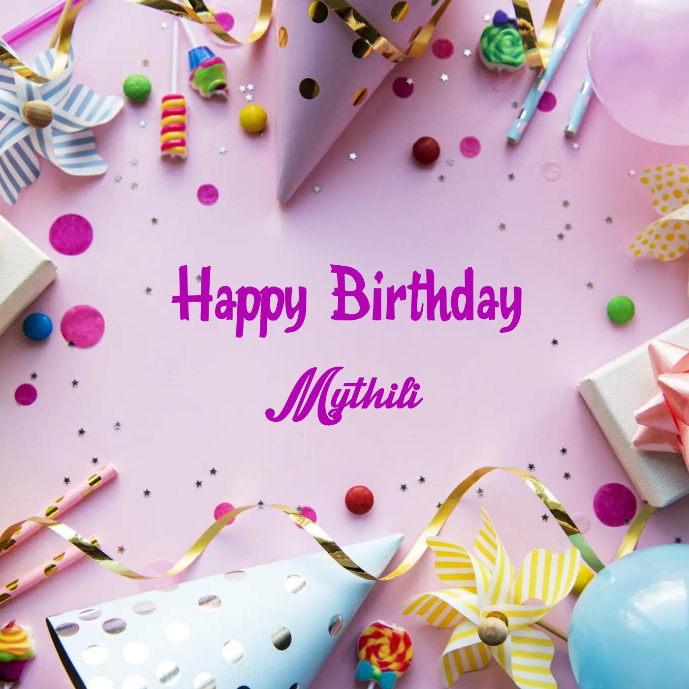 Happy Birthday Mythili Party Background Card