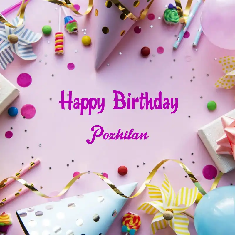 Happy Birthday Pozhilan Party Background Card