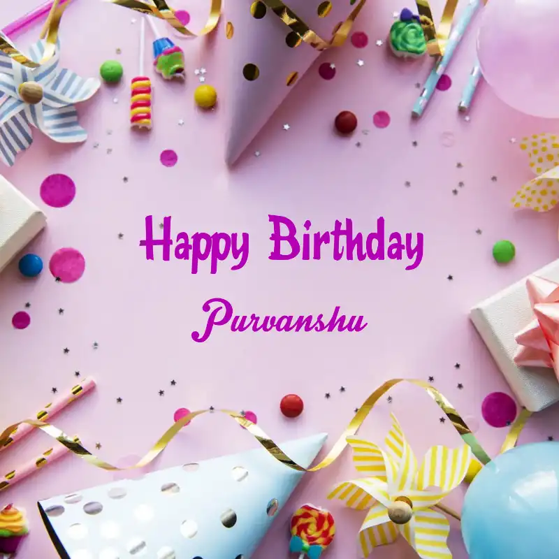 Happy Birthday Purvanshu Party Background Card