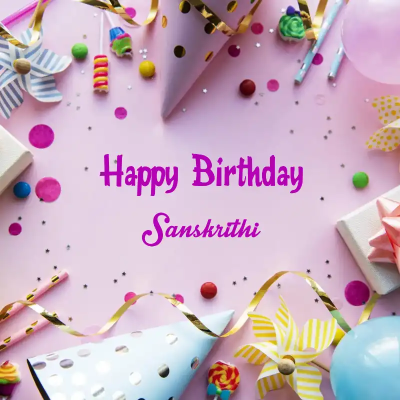 Happy Birthday Sanskrithi Party Background Card