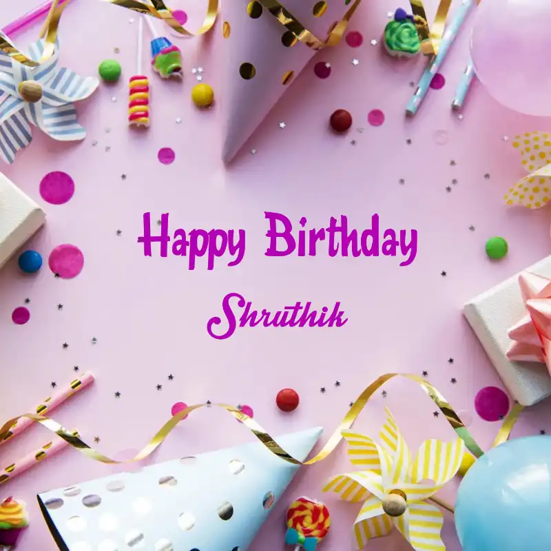 Happy Birthday Shruthik Party Background Card