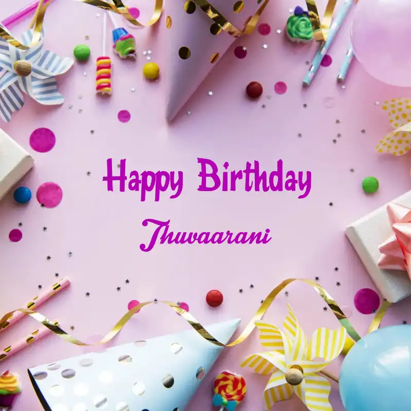 Happy Birthday Thuvaarani Party Background Card