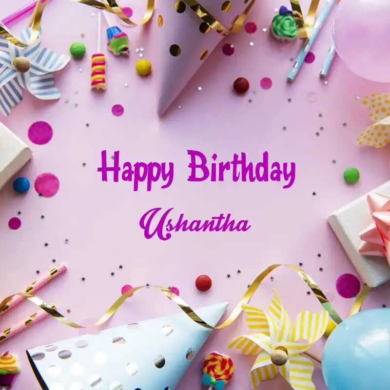 Happy Birthday Ushantha Party Background Card