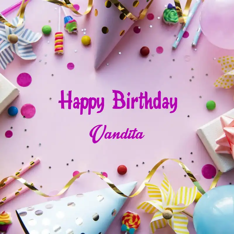 Happy Birthday Vandita Party Background Card