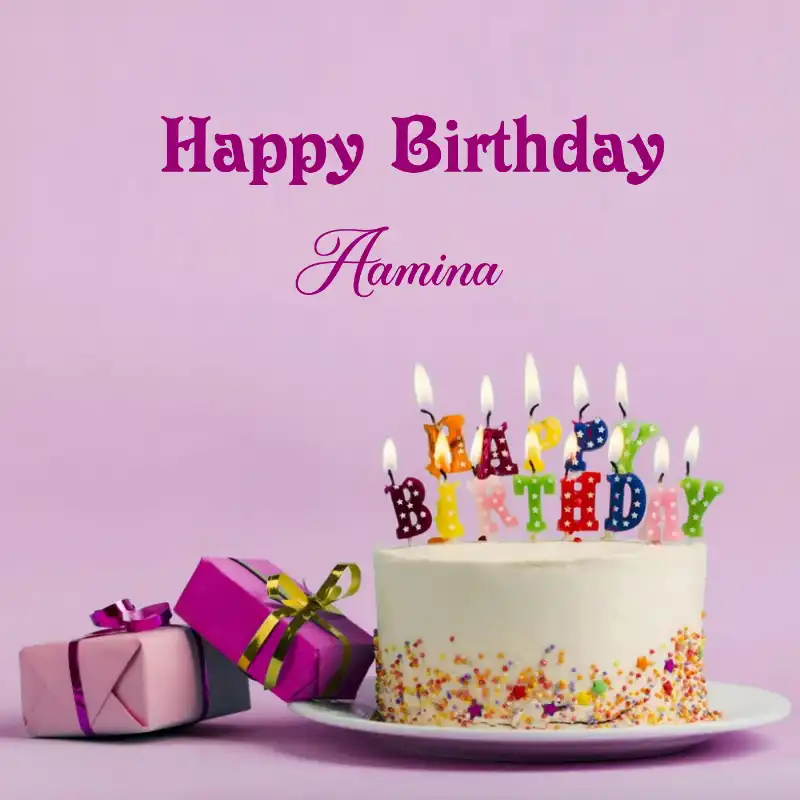Happy Birthday Aamina Cake Gifts Card