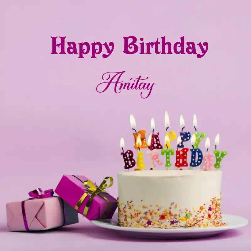 Happy Birthday Amitay Cake Gifts Card
