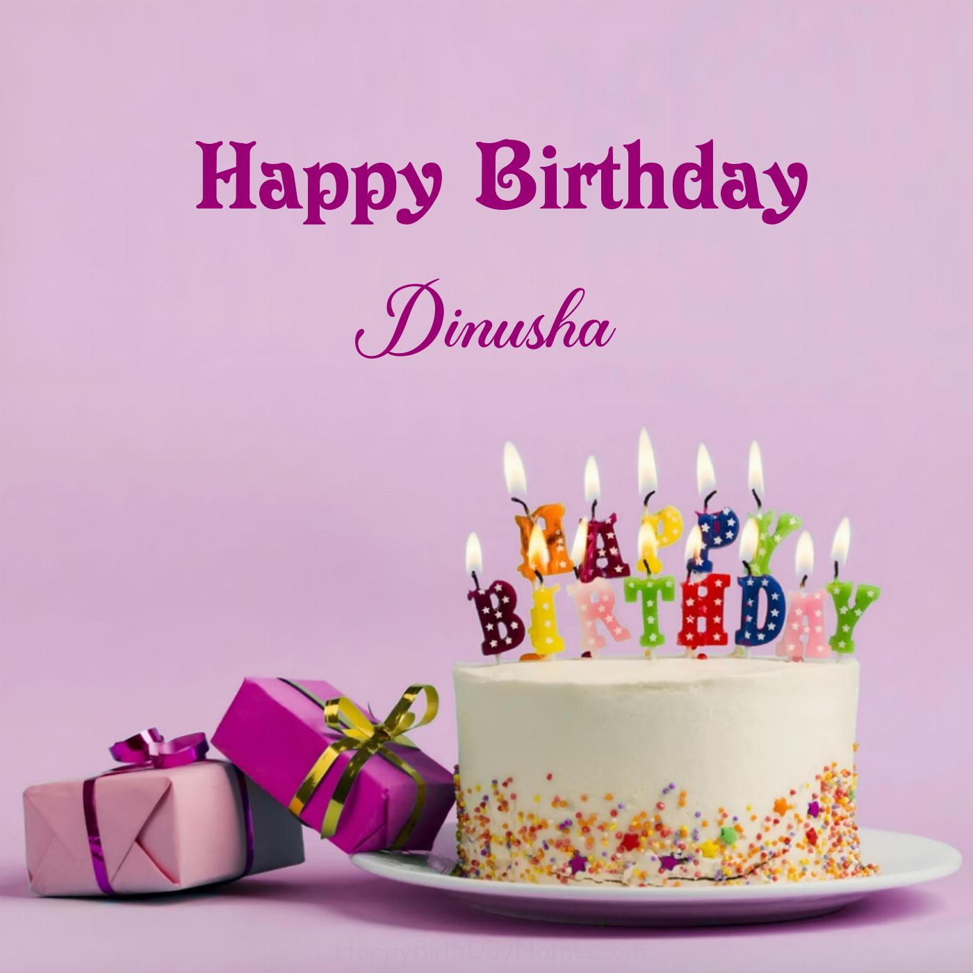 Happy Birthday Dinusha Cake Gifts Card