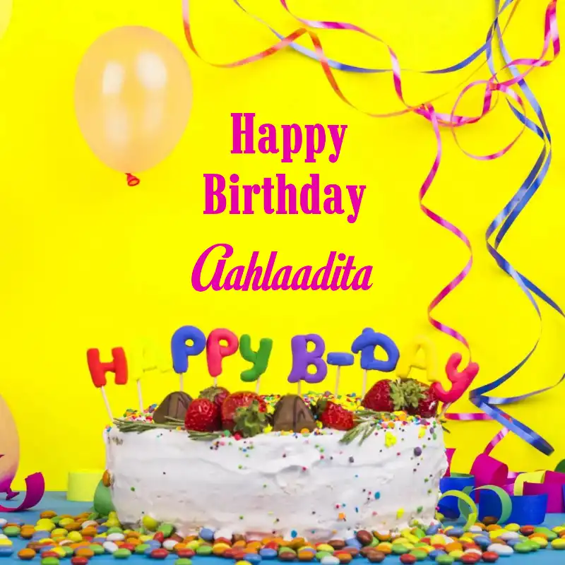 Happy Birthday Aahlaadita Cake Decoration Card