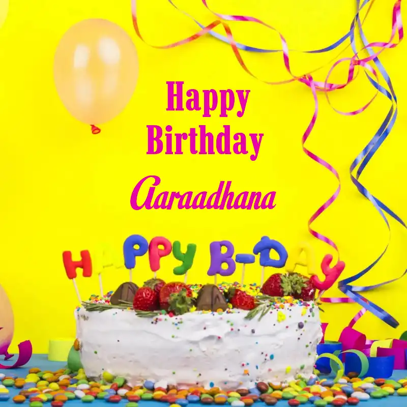 Happy Birthday Aaraadhana Cake Decoration Card