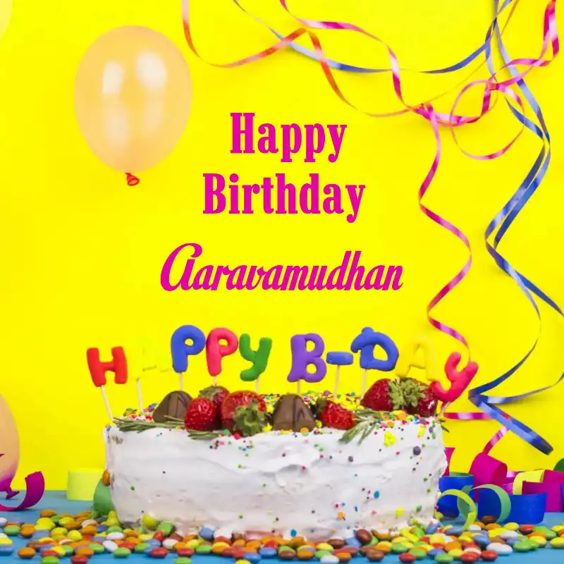 Happy Birthday Aaravamudhan Cake Decoration Card