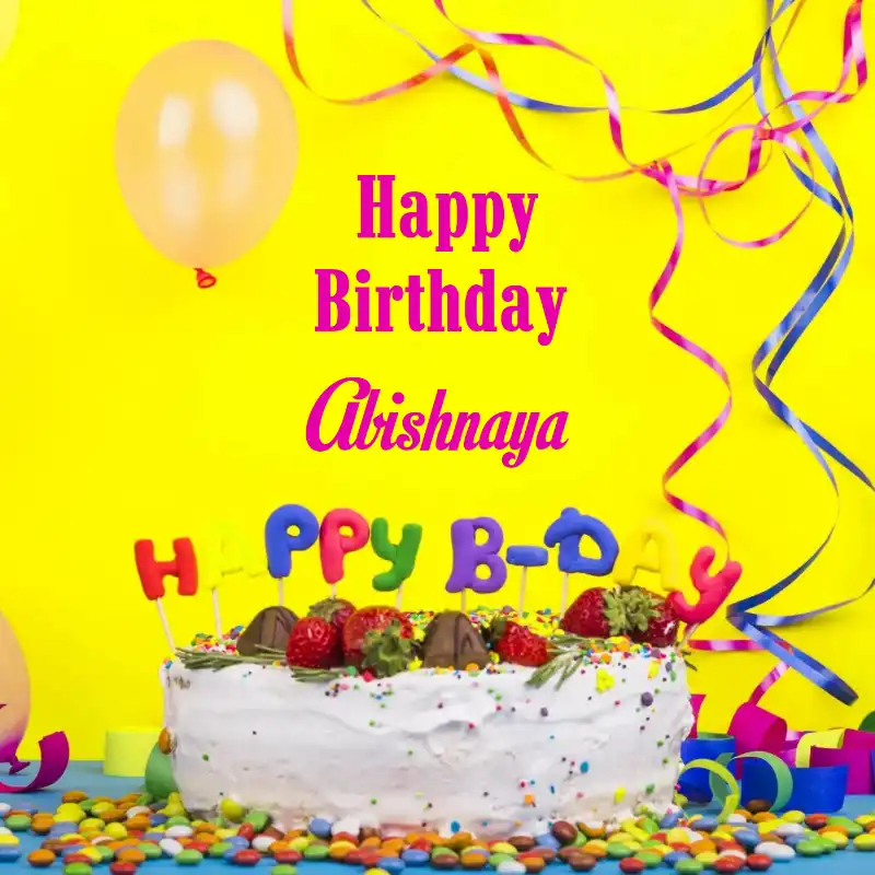 Happy Birthday Abishnaya Cake Decoration Card