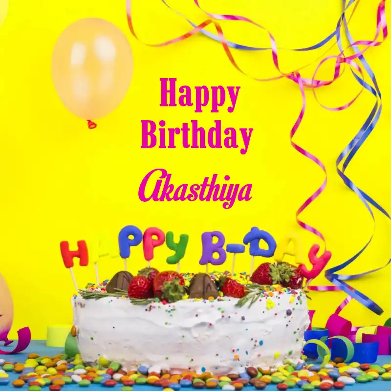 Happy Birthday Akasthiya Cake Decoration Card