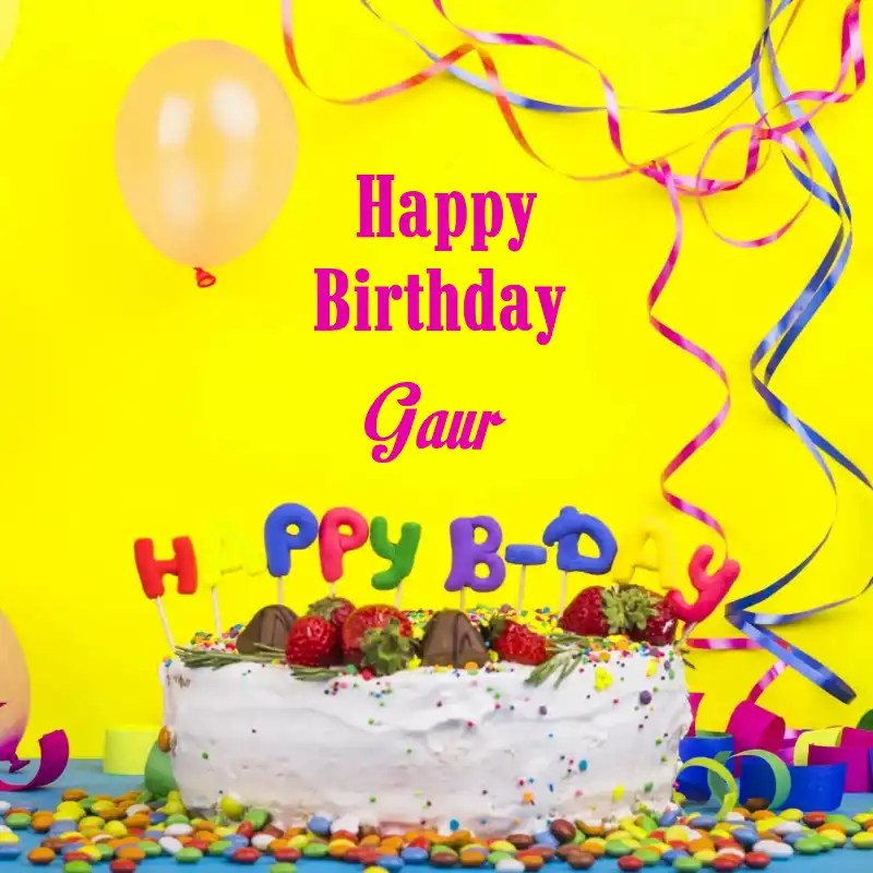 Happy Birthday Gaur Cake Decoration Card