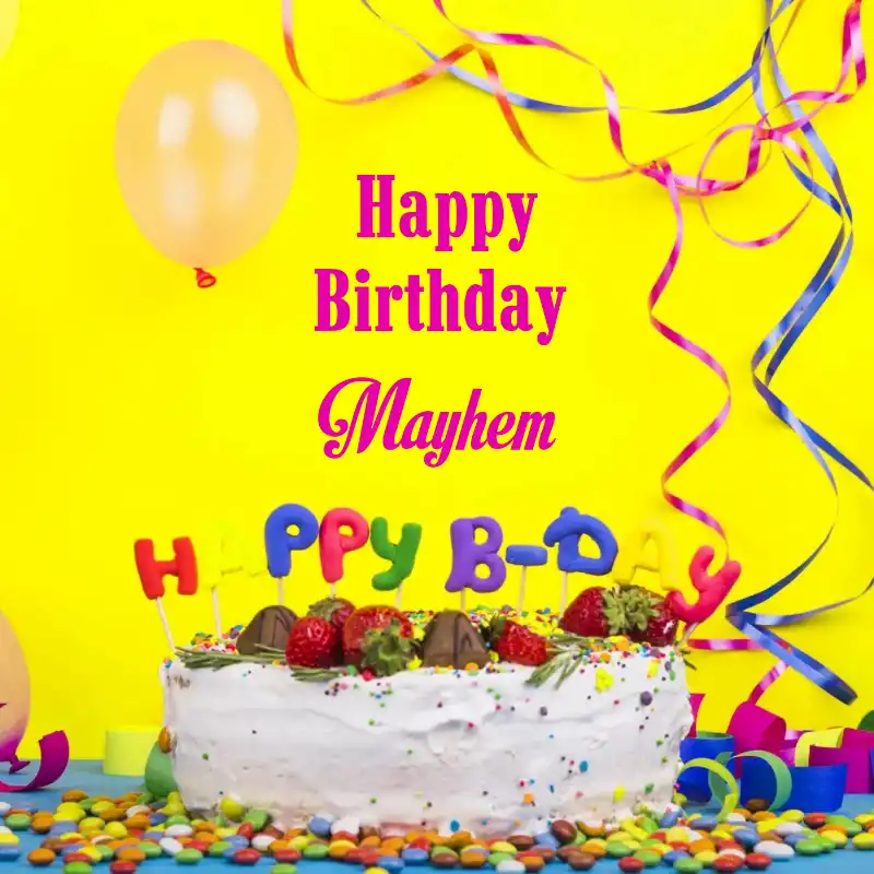 Happy Birthday Mayhem Cake Decoration Card