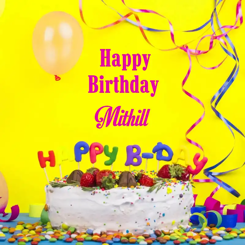 Happy Birthday Mithill Cake Decoration Card