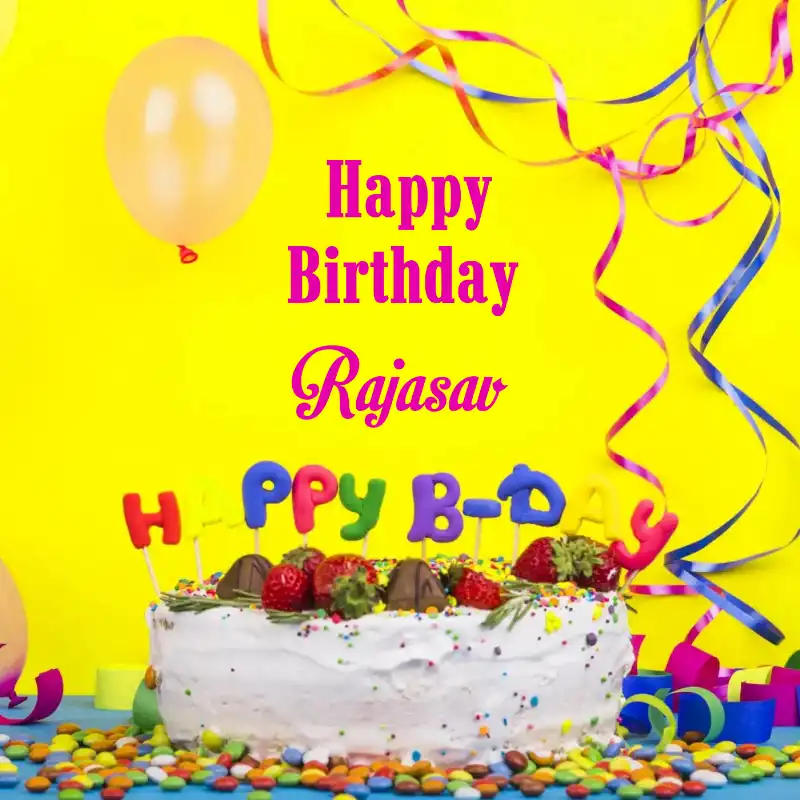 Happy Birthday Rajasav Cake Decoration Card