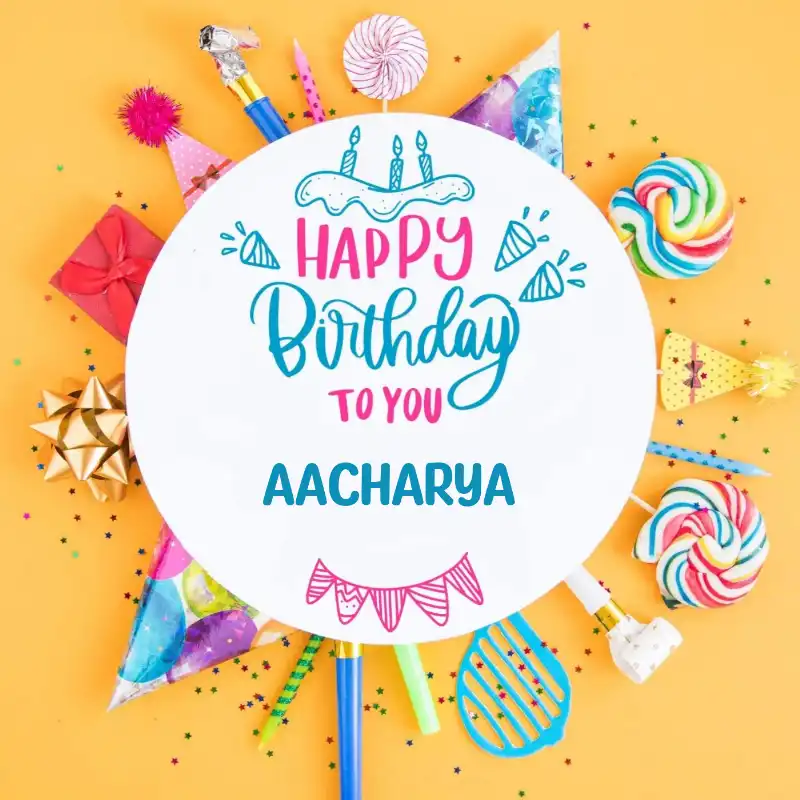 Happy Birthday Aacharya Party Celebration Card