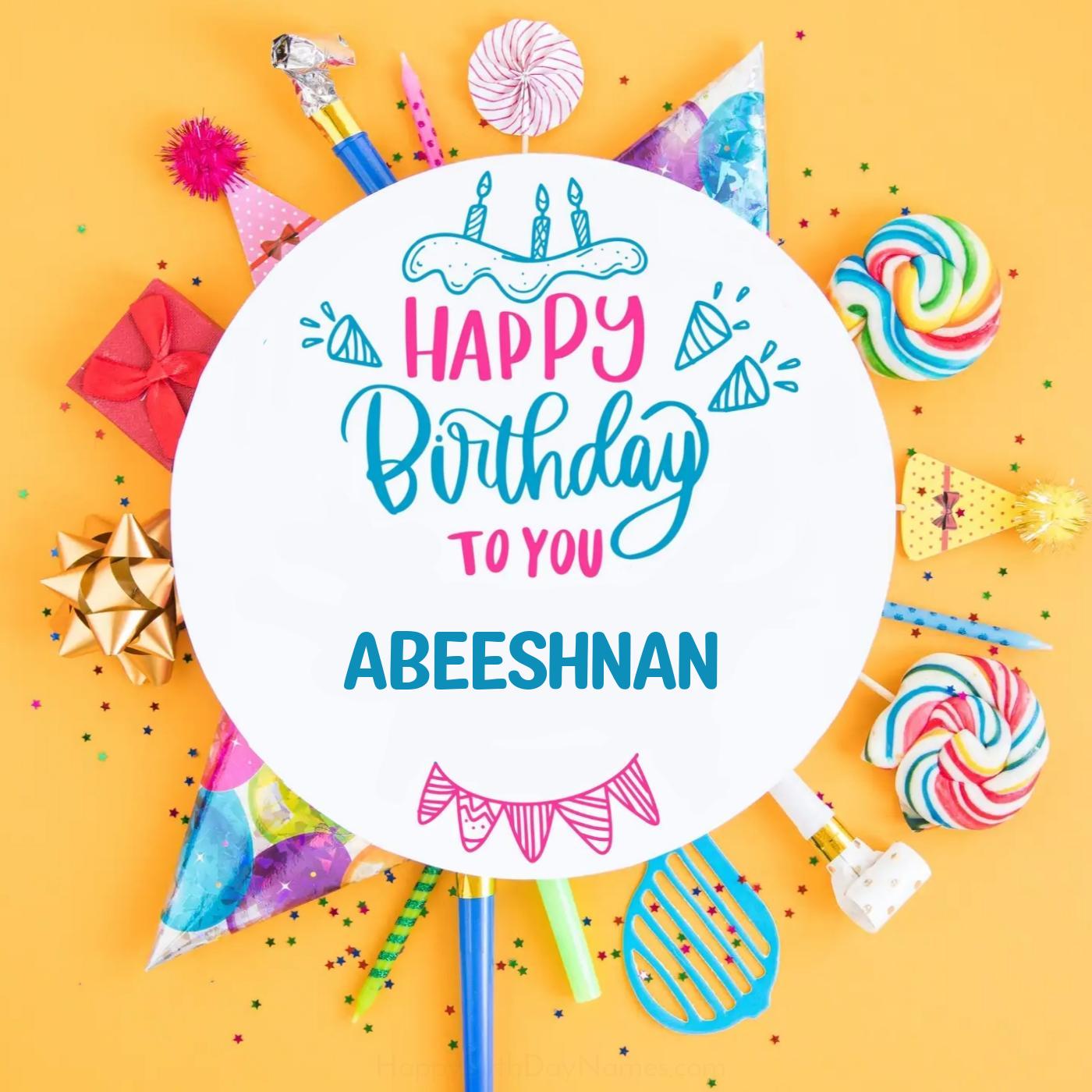Happy Birthday Abeeshnan Party Celebration Card