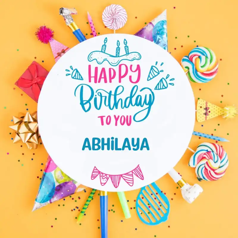 Happy Birthday Abhilaya Party Celebration Card